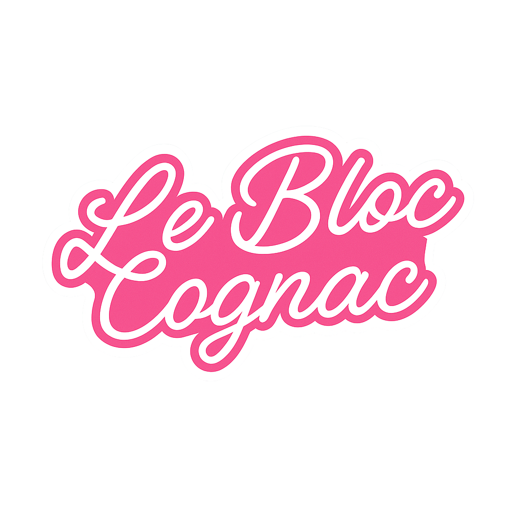 Show your style with the Le Bloc Sticker Set by Le Bloc Cognac, featuring pink cursive text and a white border on light gray—signature stickers that are built to last.
